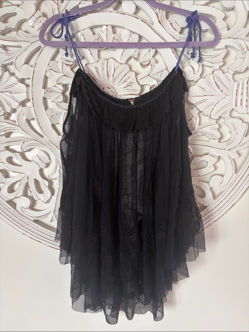 FREE PEOPLE Black Lace Babydoll Tank